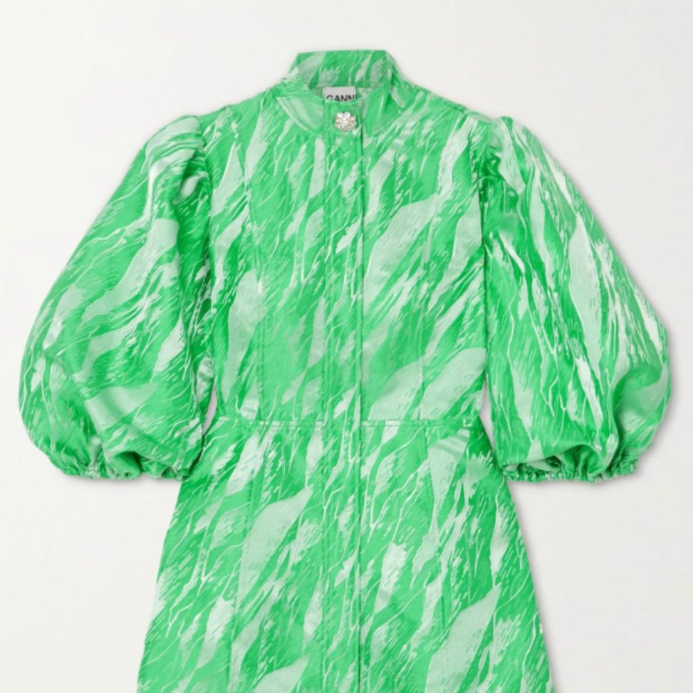 GANNI Crystal-embellished jacquard mini dress